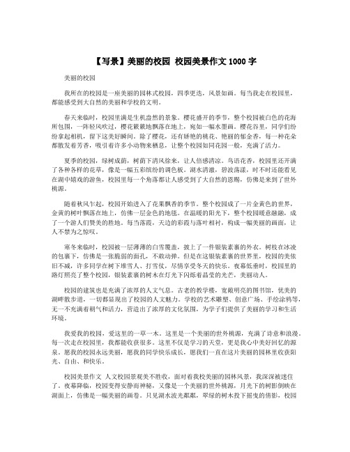 【写景】美丽的校园 校园美景作文1000字