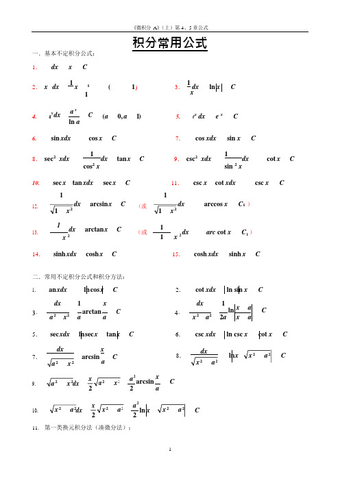 积分常用公式(可编辑修改word版)