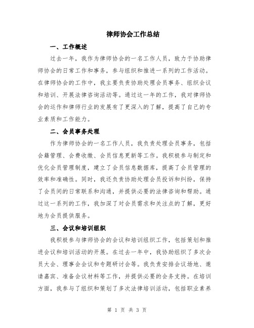 律师协会工作总结