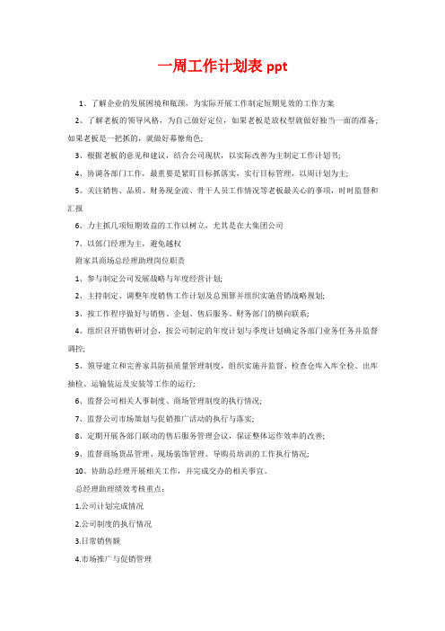一周工作计划表ppt