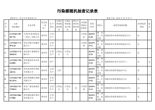 污染源随机抽查记录表