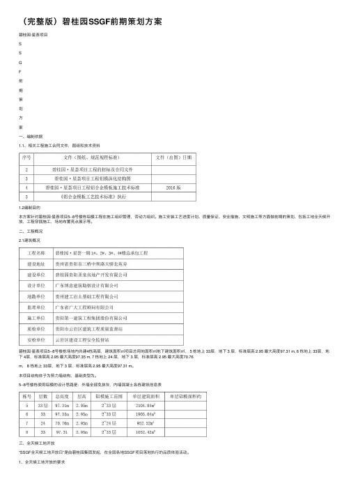 （完整版）碧桂园SSGF前期策划方案