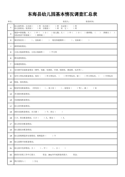 幼儿园基本情况调查表xls - 江苏省连云港市东海县教育信息网