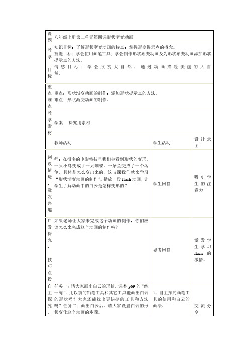 八年级上册第二单元第四课形状渐变动画