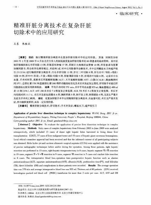 精准肝脏分离技术在复杂肝脏切除术中的应用研究