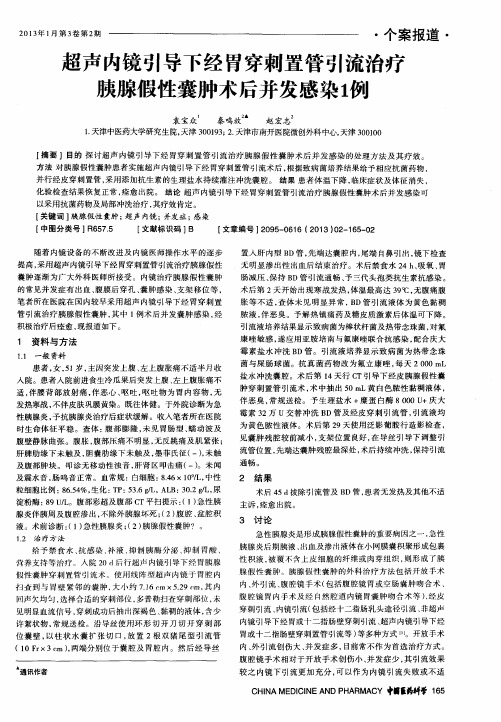超声内镜引导下经胃穿刺置管引流治疗胰腺假性囊肿术后并发感染1例