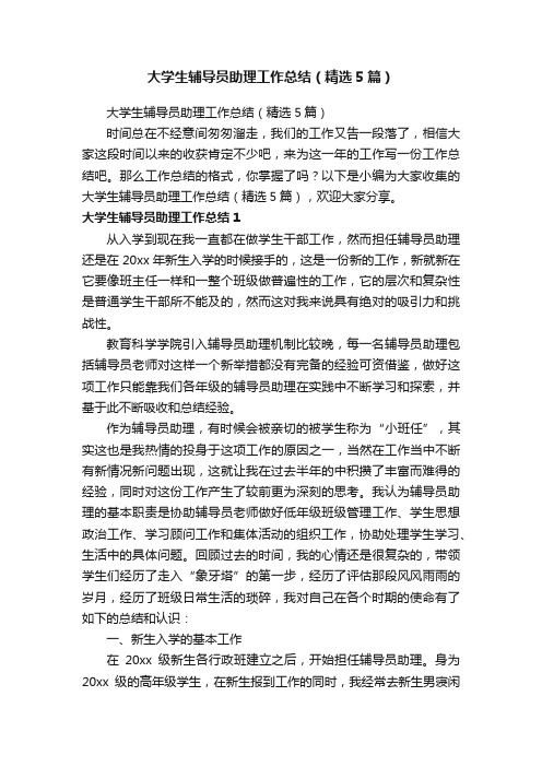 大学生辅导员助理工作总结（精选5篇）