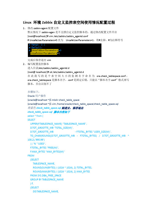 linux下zabbix自定义监控oracle表空间配置