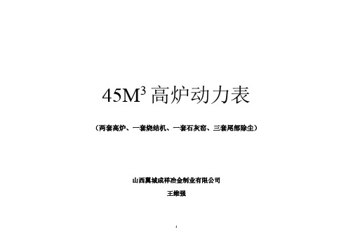 45M3高炉动力表