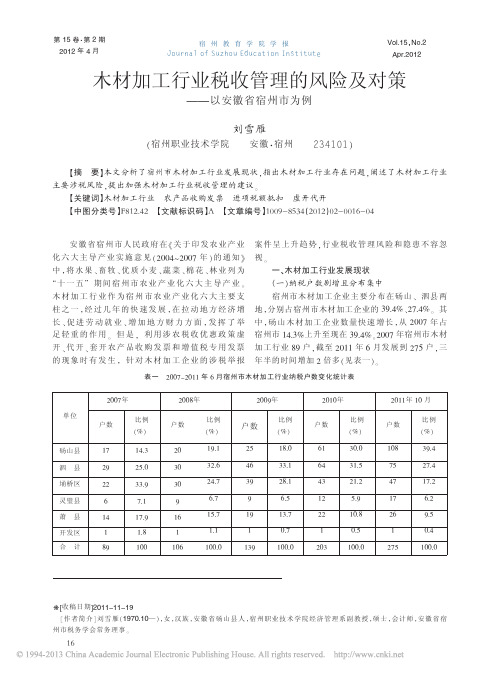 木材加工行业税收管理的风险及对策以安徽省宿州市为例