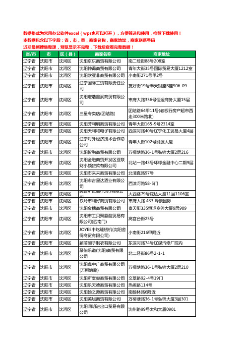 2020新版辽宁省沈阳市沈河区商贸有限公司工商企业公司商家名录名单黄页联系电话号码地址大全325家