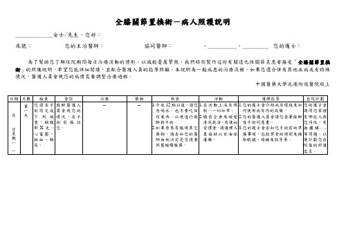 全膝关节置换术-病人照护说明