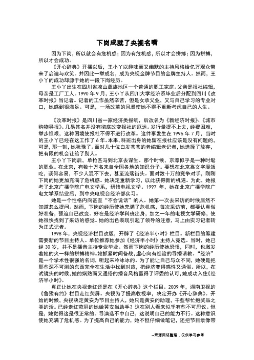 下岗成就了央视名嘴_