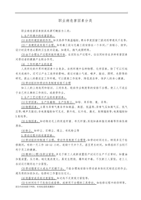 职业病危害因素分类及防护措施