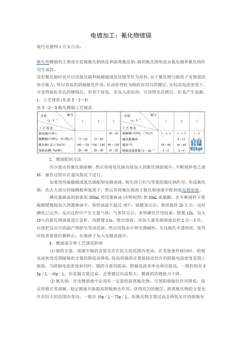 电镀加工：氰化物镀镉