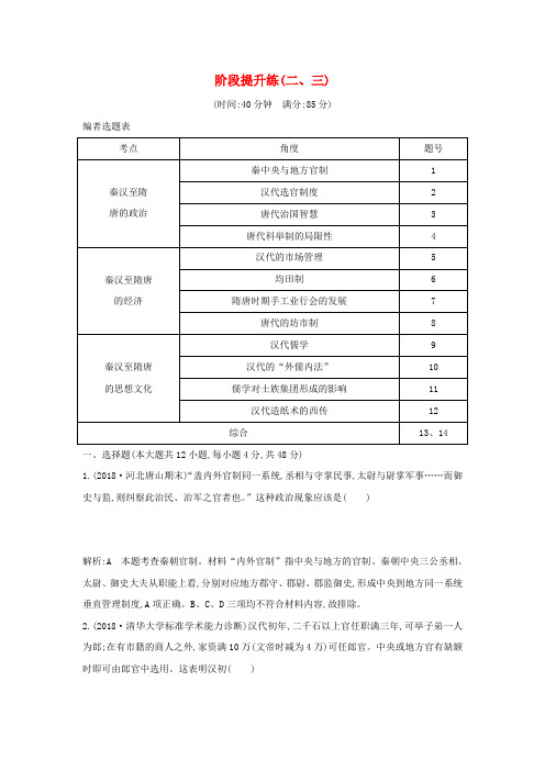 (通史版)高考历史一轮总复习阶段提升练(二三)(含解析)新人教版