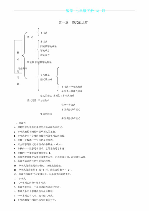 完整版北师大版七年级数学下册全部知识点归纳新