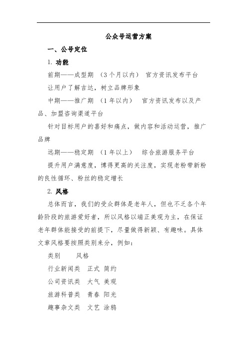 微信公众号运营方案