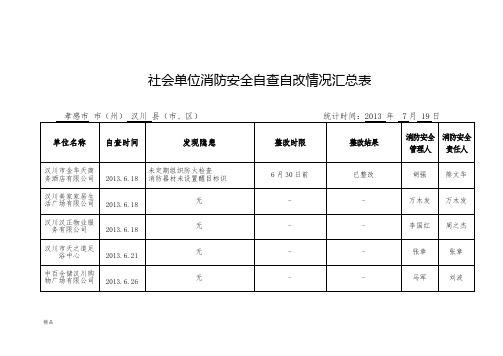 新版社会单位消防安全自查自改情况汇总表课件.doc