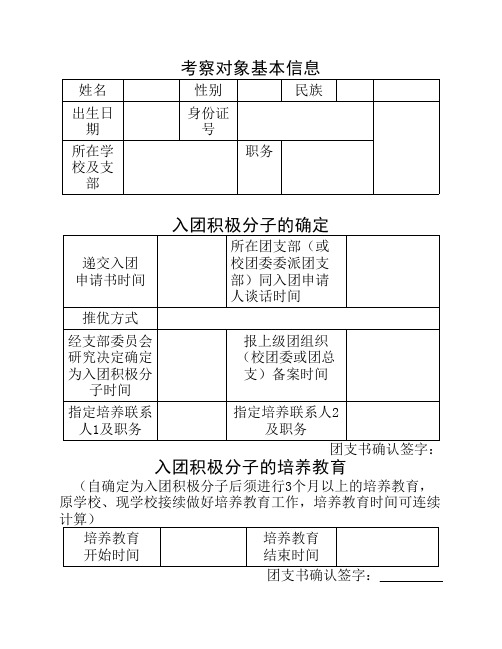 入团积极分子考察记录