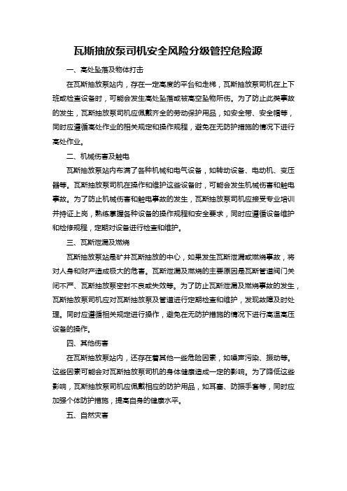 瓦斯抽放泵司机安全风险分级管控危险源