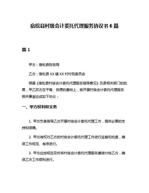 宿松县村级会计委托代理服务协议书6篇