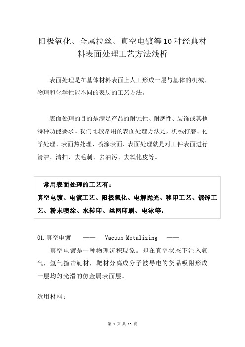 阳极氧化、金属拉丝、真空电镀等10种经典材料表面处理工艺方法浅析