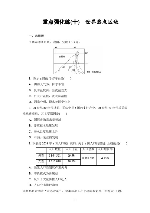 高三地理人教版复习重点强化练10 世界热点区域