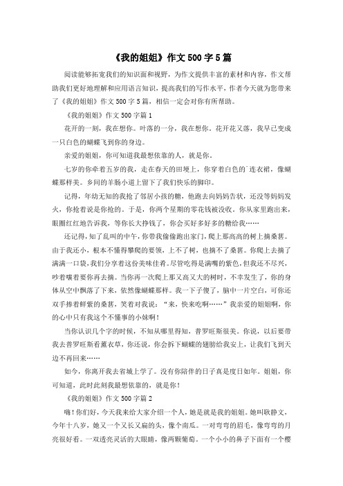 《我的姐姐》作文500字5篇