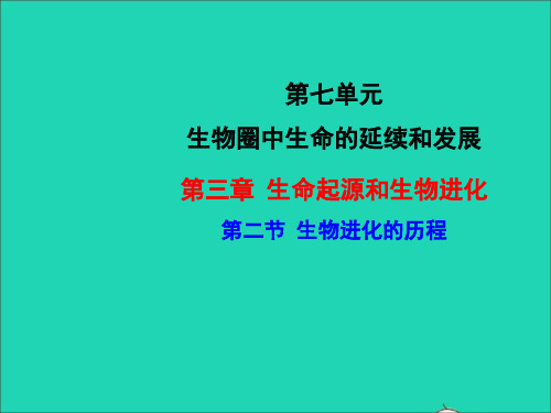 八年级下册第七单元圈中生命的延续和发展第三章生命起源和进化第2节进化的历程新人教版