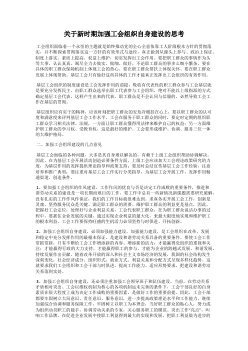 关于新时期加强工会组织自身建设的思考