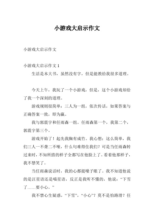 小游戏大启示作文