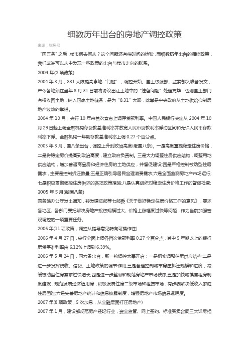 细数历年出台的房地产调控政策