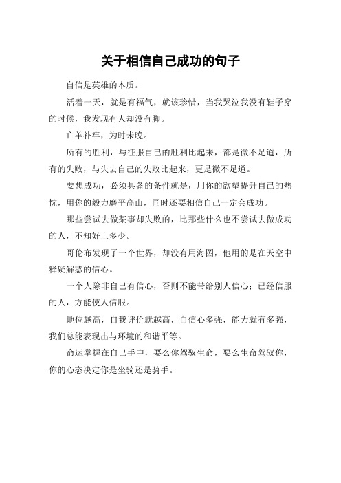 关于相信自己成功的句子