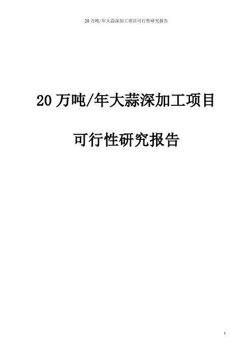 20万吨每年紫皮大蒜深加工项目可行性策划书