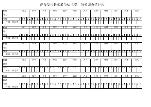 现代学校教师教学情况学生问卷调查统计表 (2)