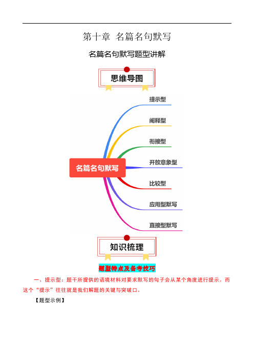 名篇名句默写题型讲解2024年高考语文一轮复习知识清单(全国通用)(原卷版)