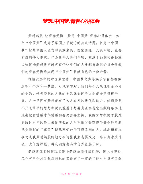 梦想,中国梦,青春心得体会