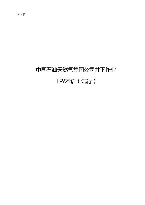 中国石油天然气集团公司井下作业工程术语