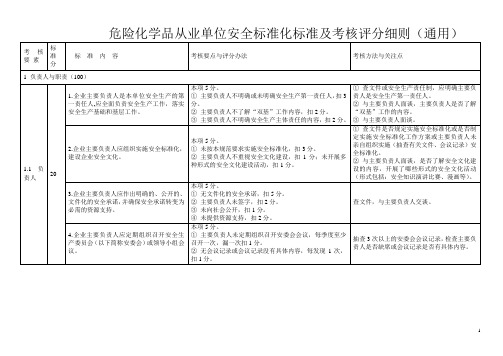 危险化学品从业单位安全标准化标准及考核评分细则(通用)新