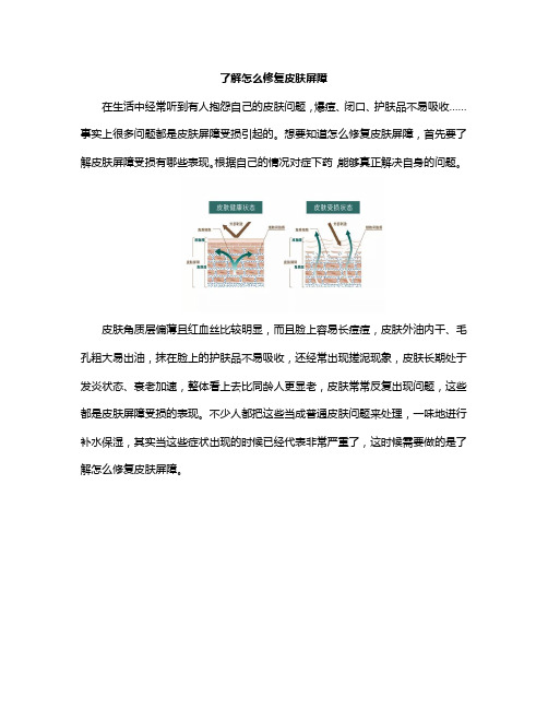 了解怎么修复皮肤屏障