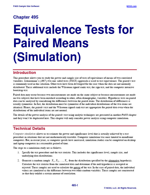 Equivalence Tests for Paired Means (Simulation)