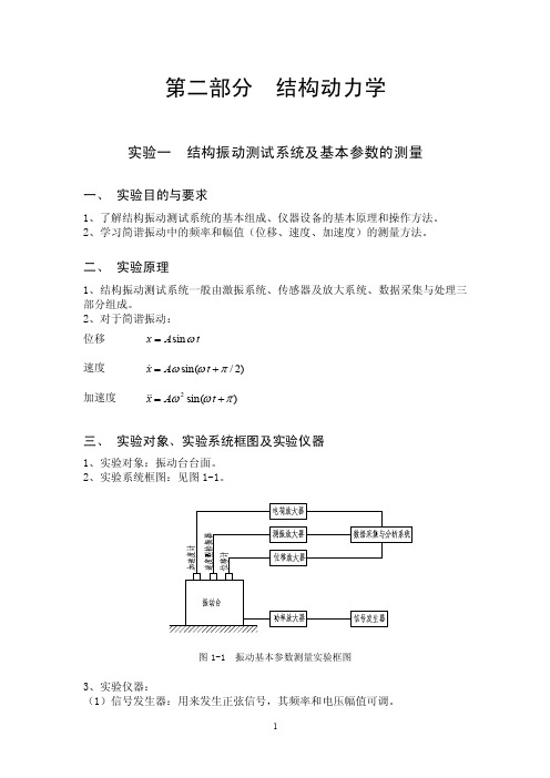 实验一结构振动测试系统及基本参数的测量实验目的与要求