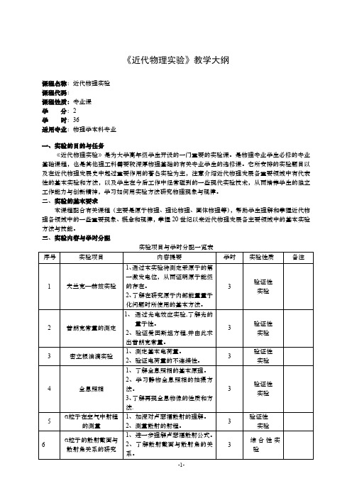 (精品)《近代物理实验》教学大纲