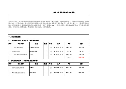 温室大棚价格报价配置清单