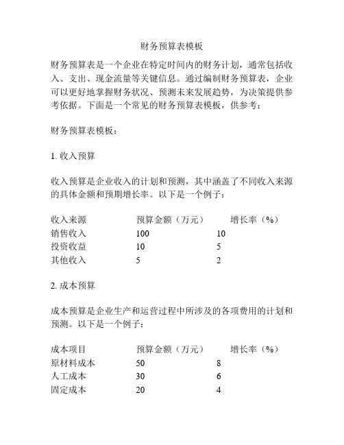 财务预算表模板