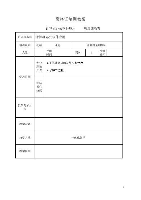 初级(计算机办公软件应用)教案