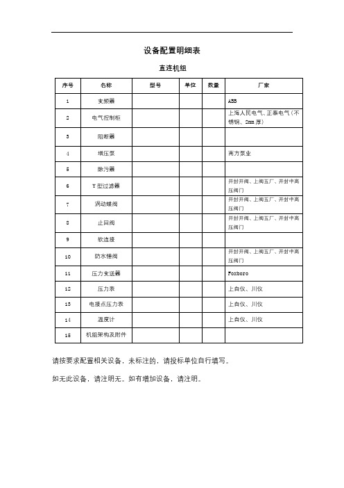 设备配置明细表【模板】