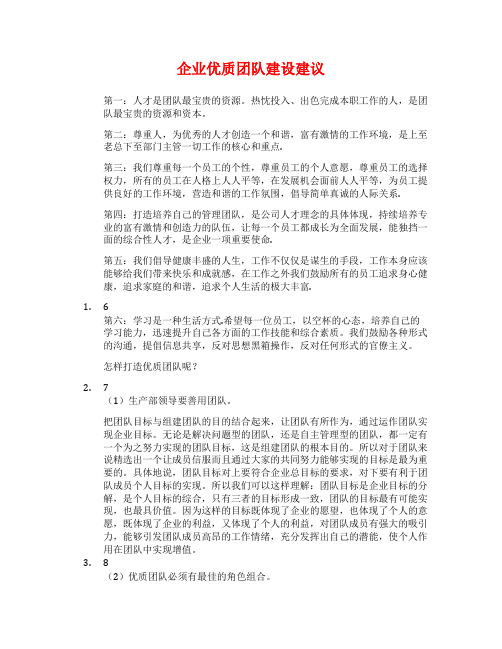 企业优质团队建设建议