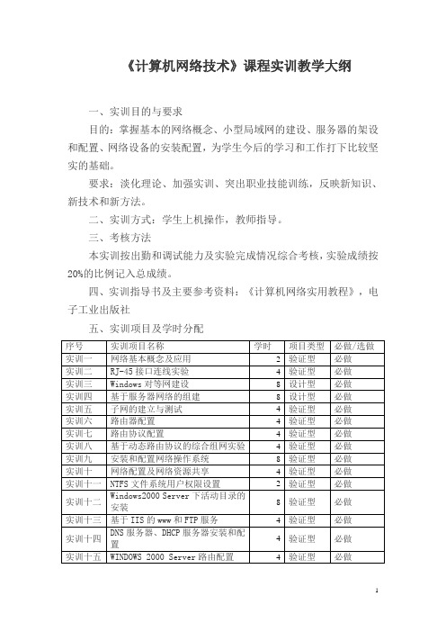 计算机网络技术实习大纲